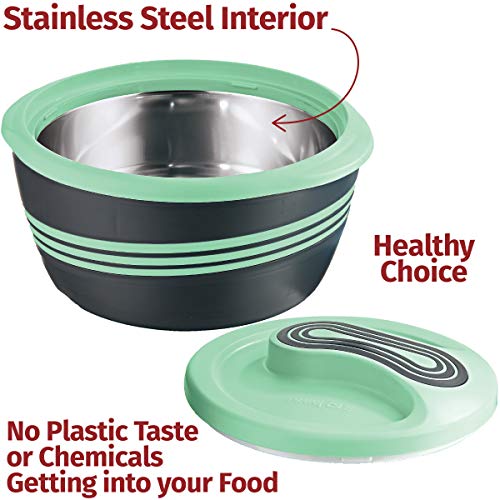 Pinnacle Insulated Casserole Dish with Lid 3 PC Set 2.6/1.5/1 qt. Hot Pot Food Warmer/Cooler –Thermal Soup/Salad Serving Bowl- Stainless Steel Hot