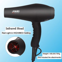 Load image into Gallery viewer, Professional Salon Infrared Hair Dryer, Powerful 1875 watt Negative Ionic Blow Dryers for Fast Drying, Pro Ion Quiet Hairdryer w