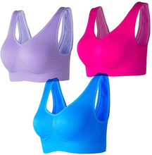 Load image into Gallery viewer, 3-Pack Seamless Sports Bra Wirefree Yoga Bra with Removable Pads for Women