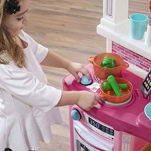 Step2 Fun with Friends Kitchen with Realistic Lights & Sounds & 45-Pc Kitchen Accessories Set