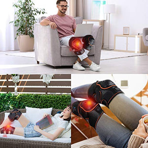 Massaging Heated Knee Brace Wrap Support, Wireless Rechargeable Heat Therapy
