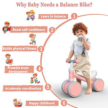 Load image into Gallery viewer, Baby Balance Bike Toys for 1 Year Old No Pedal Infant 4 Wheels Bicycle
