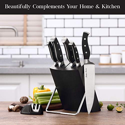 Master Maison Kitchen Knife Set with Wooden German Stainless Steel Knife Block 7 Pieces