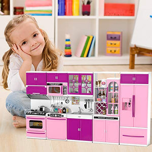  TEMI 56 PCS Kitchen Set for Kids Girls Pink Play