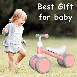 Baby Balance Bike Toys for 1 Year Old No Pedal Infant 4 Wheels Bicycle