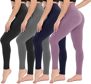 4 Pack High Waisted Leggings for Women Soft Tummy Control Slimming Yoga Pants