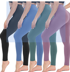 4 Pack High Waisted Leggings for Women Soft Tummy Control Slimming